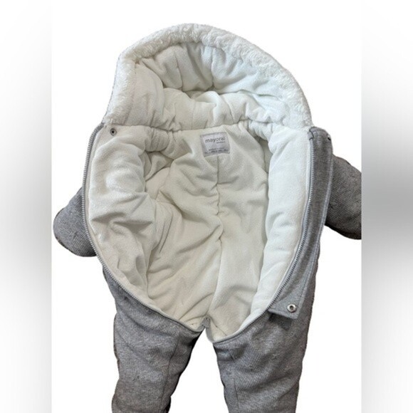 Mayoral Grey unisex Waffle Knit Fleece lined Pramsuit 3 months - Picture 4 of 7